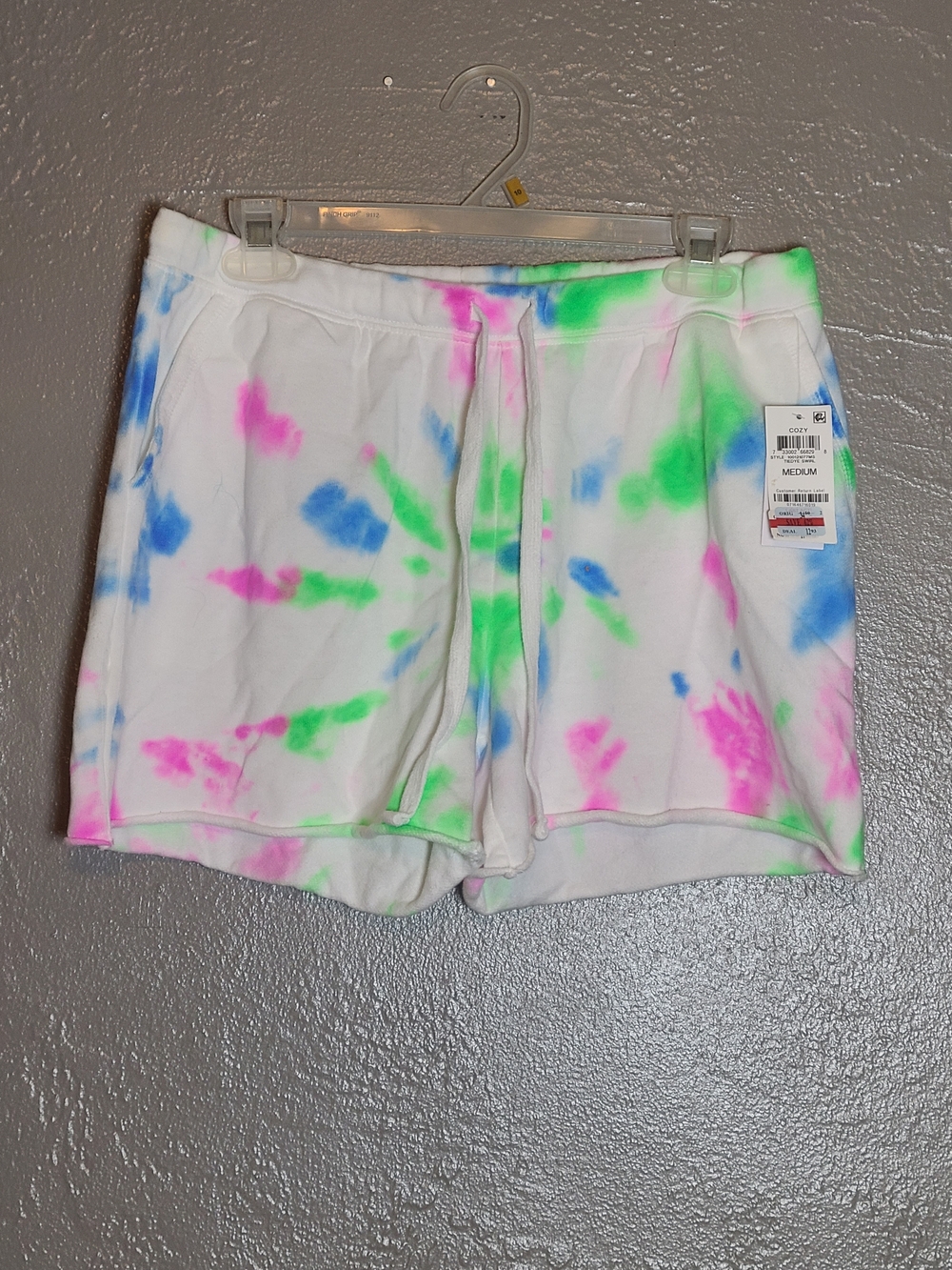 Jenni Intimates Womens M Pastel Tie-Dye White Lounge Lounge Shorts Drawstring - Picture 2 of 10
